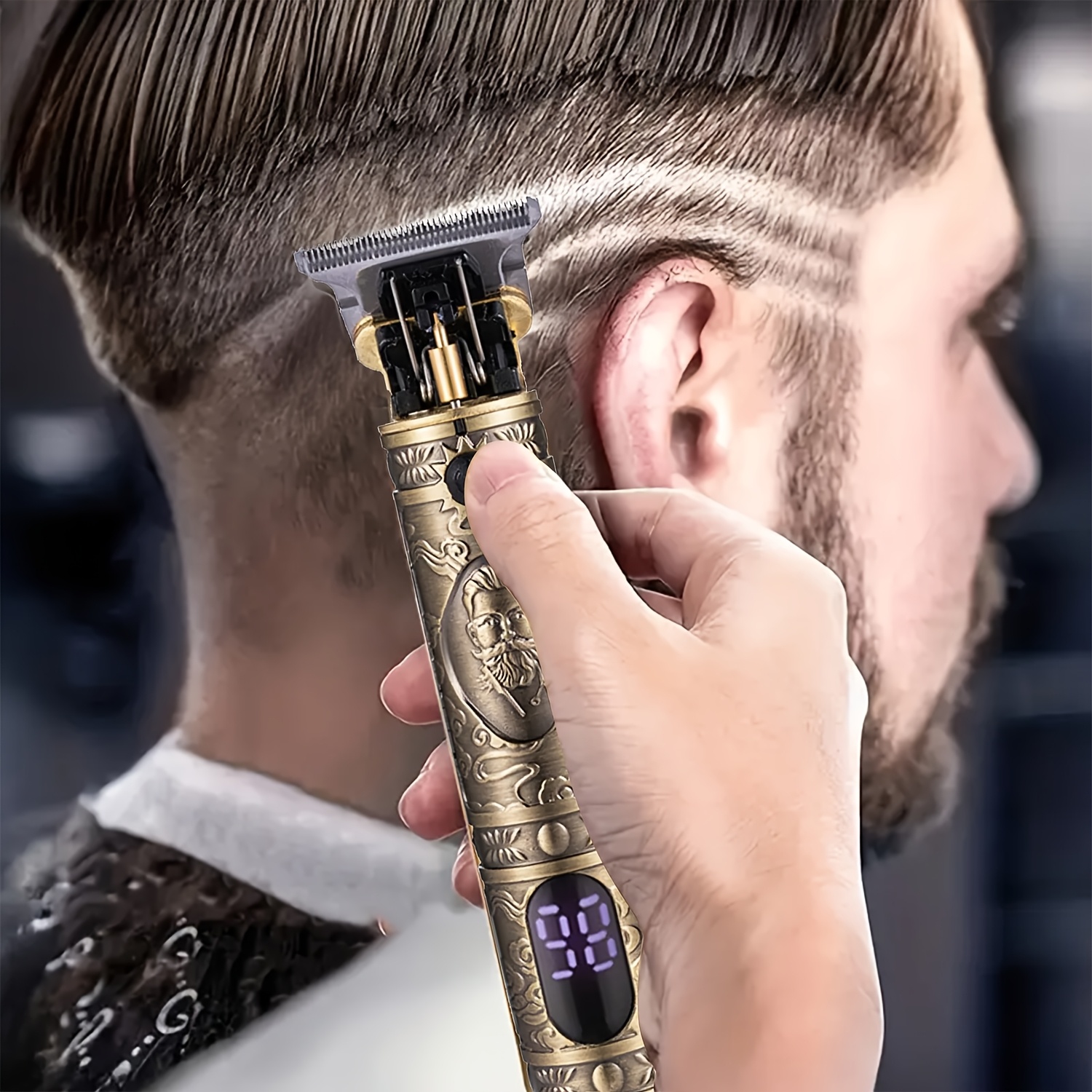 1pc mens   t type wireless hair clipper   designed hair clipper   trim set usb charging led display a   of accessories   gift details 3
