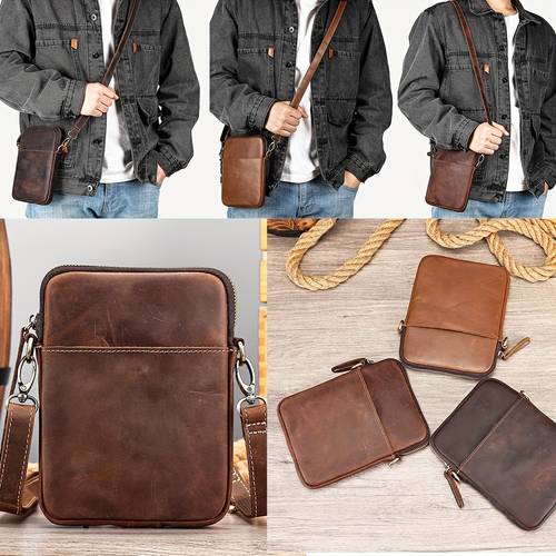 item picture genuine leather men shoulder bags purse small crossbody sling bags daily working bag for phone