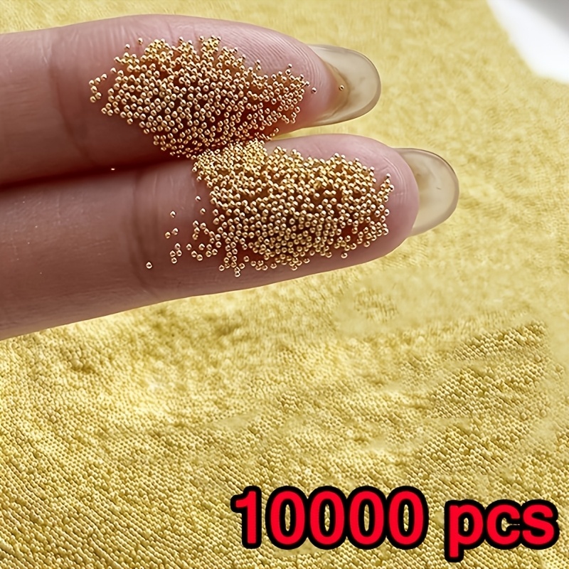 TEMU 10000pcs Nail Art Golden Alloy Iron Beads And Silvery Alloy Iron Beads, Mini Nail Rhinestones, Nail Decoration