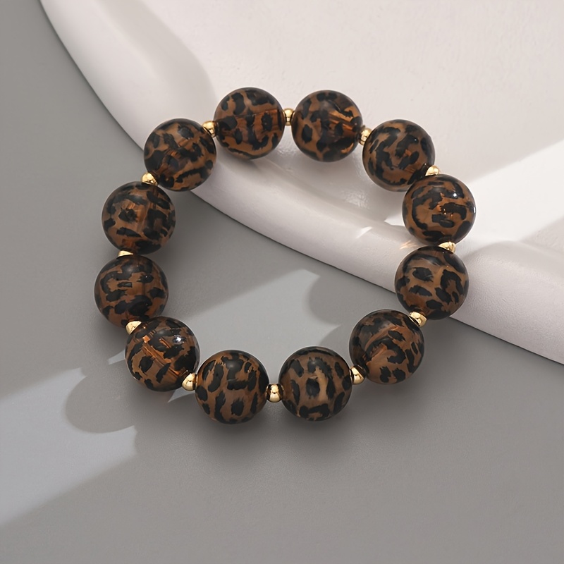elegant vintage leopardmönstrad pärlarmband för kvinnor - Temu Sweden