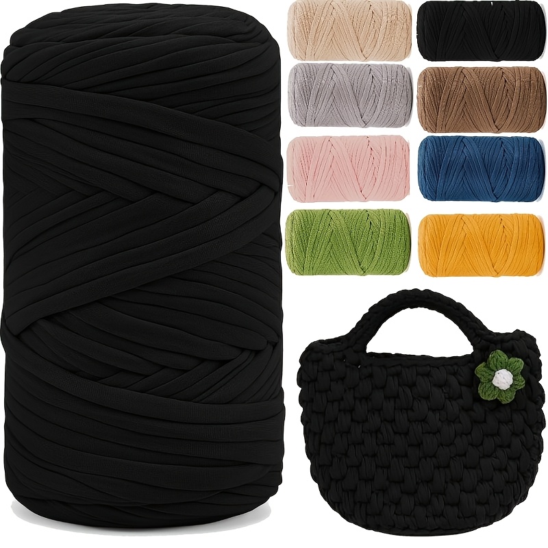 TEMU Fil à tricoter épais 1 - Fibre de bricolage robuste pour , tissage, sacs, tapis, tapis de sol - Texture grossière en plusieurs couleurs (teintes