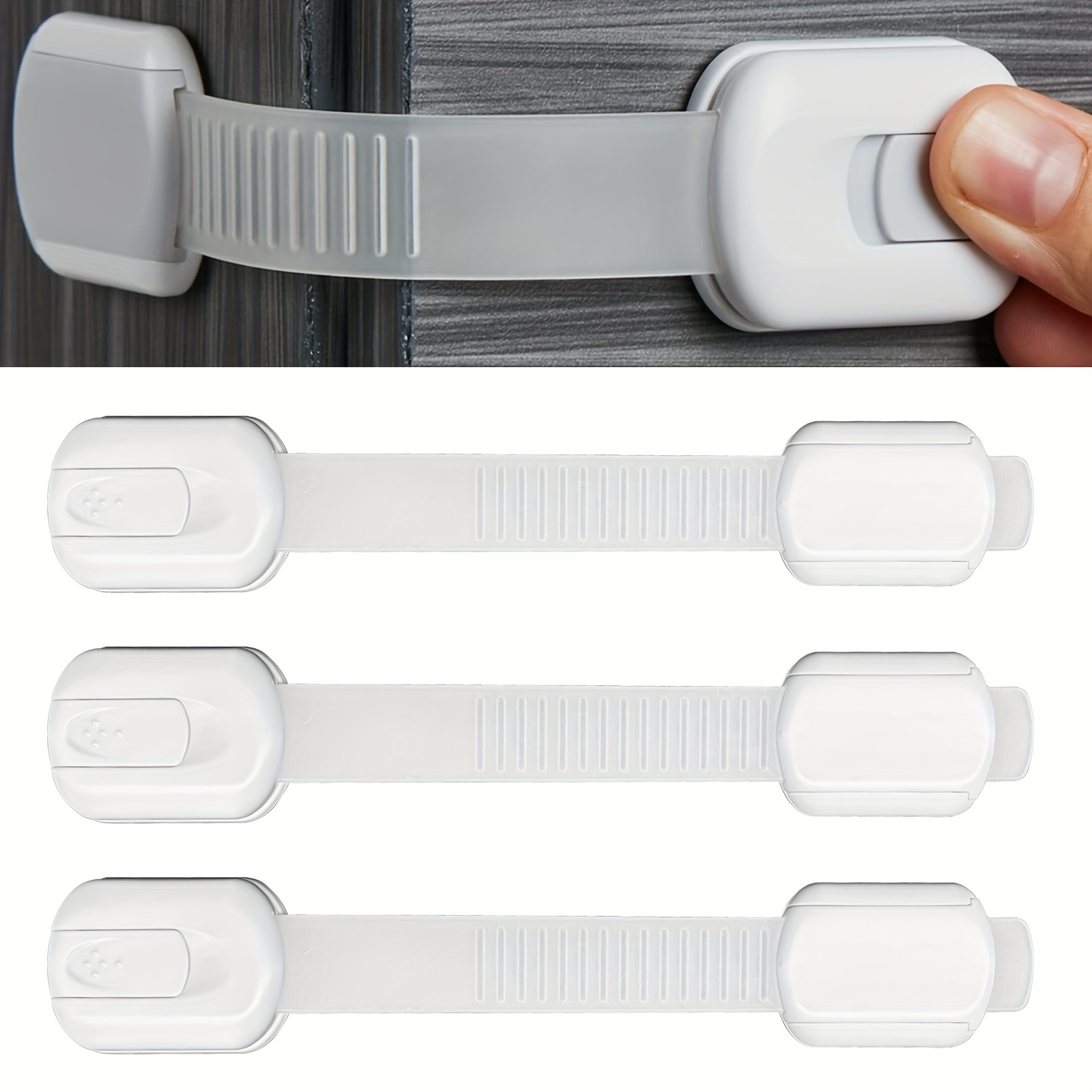 Set Of 3 Child Safety Cabinet Latches, Designed To Secure Drawers With Strong, Adjustable Without Drilling, Ensuring