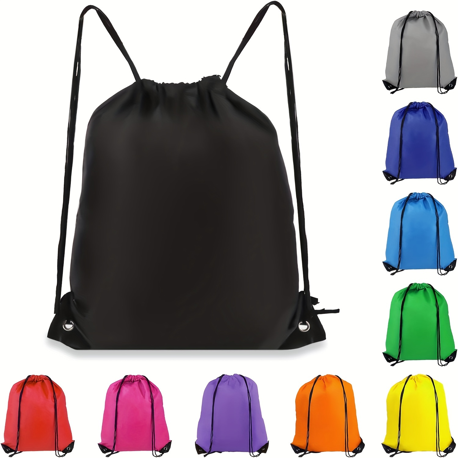 

10-pack Multicolor Nylon Drawstring Backpacks, Uncharged, Lightweight Diy Customizable Cinch Sacks For Outdoor Sports And Shopping