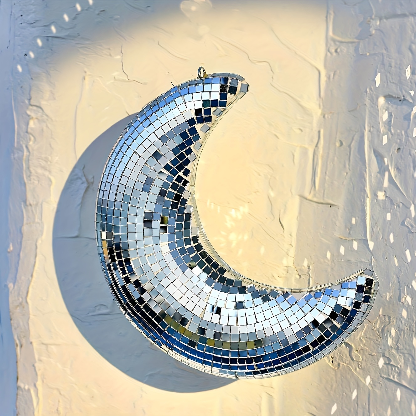 TEMU 1pc Mirror Glass Reflective Disco Ball Moon Stylish , Suitable For Party And Bar Decoration, No Charging Required, Perfect For A Festive
