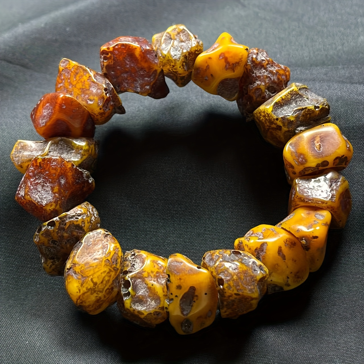 TEMU A Yellow Bracelet With Natural Shapes, Suitable For Men And Women, Perfect As A Couple's Gift, For Everyday Wear, Or As A Birthday Present.