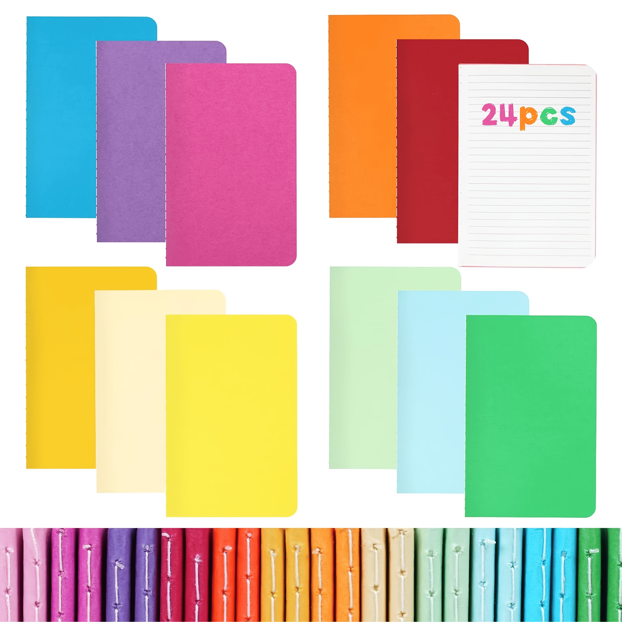 

24- Notebooks - 3.5 X 5.5 , 12 Assorted , 48 Lined Each, -sized Journals For , , And