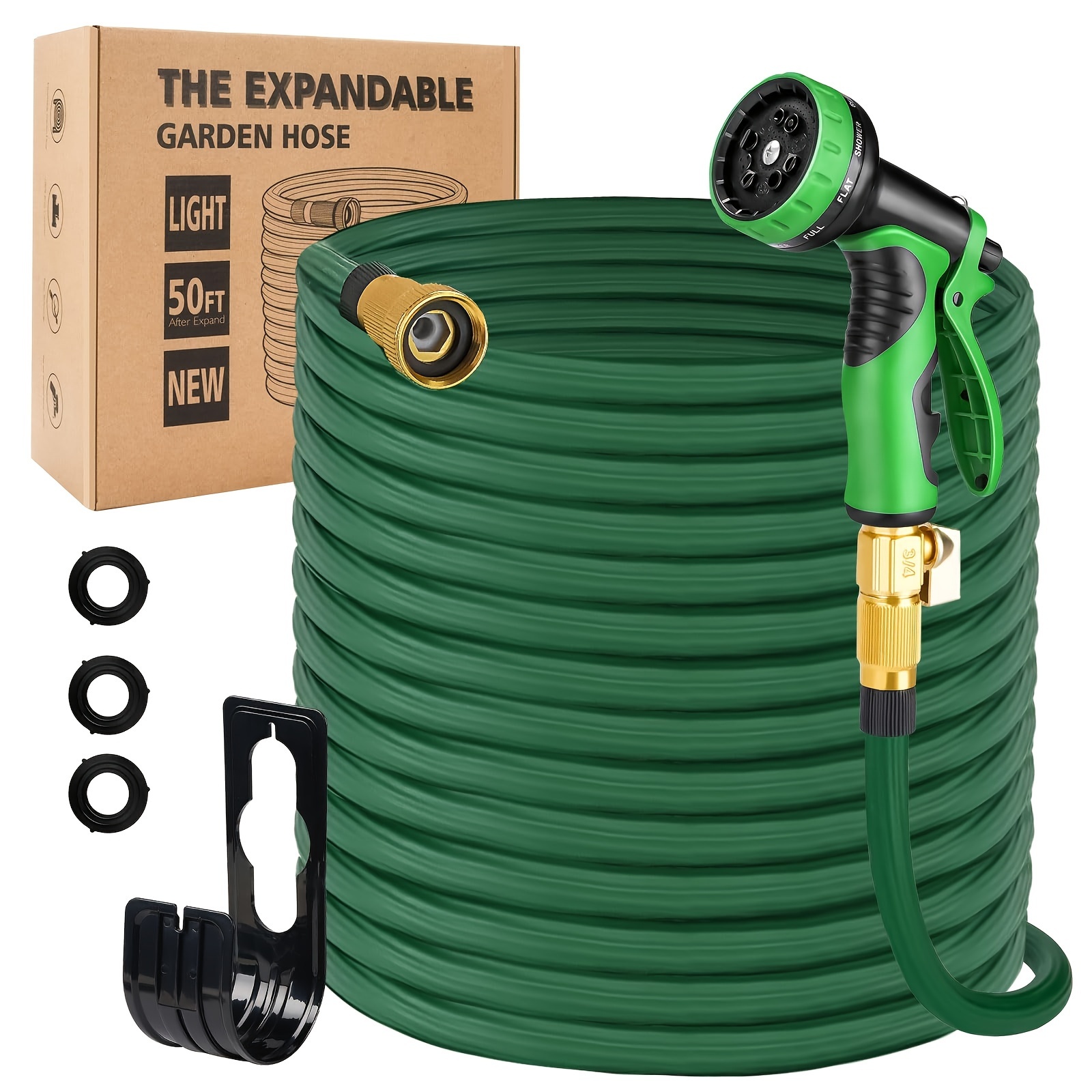 

Expandable Garden Hose 100ft, Flexible Lightweight Garden Hose With 10 Function Spray Nozzle, 2024 New Patented 40 Layers Nano Rubber Leakproof Thickened 2.5x Expanding No Kink Water Hose