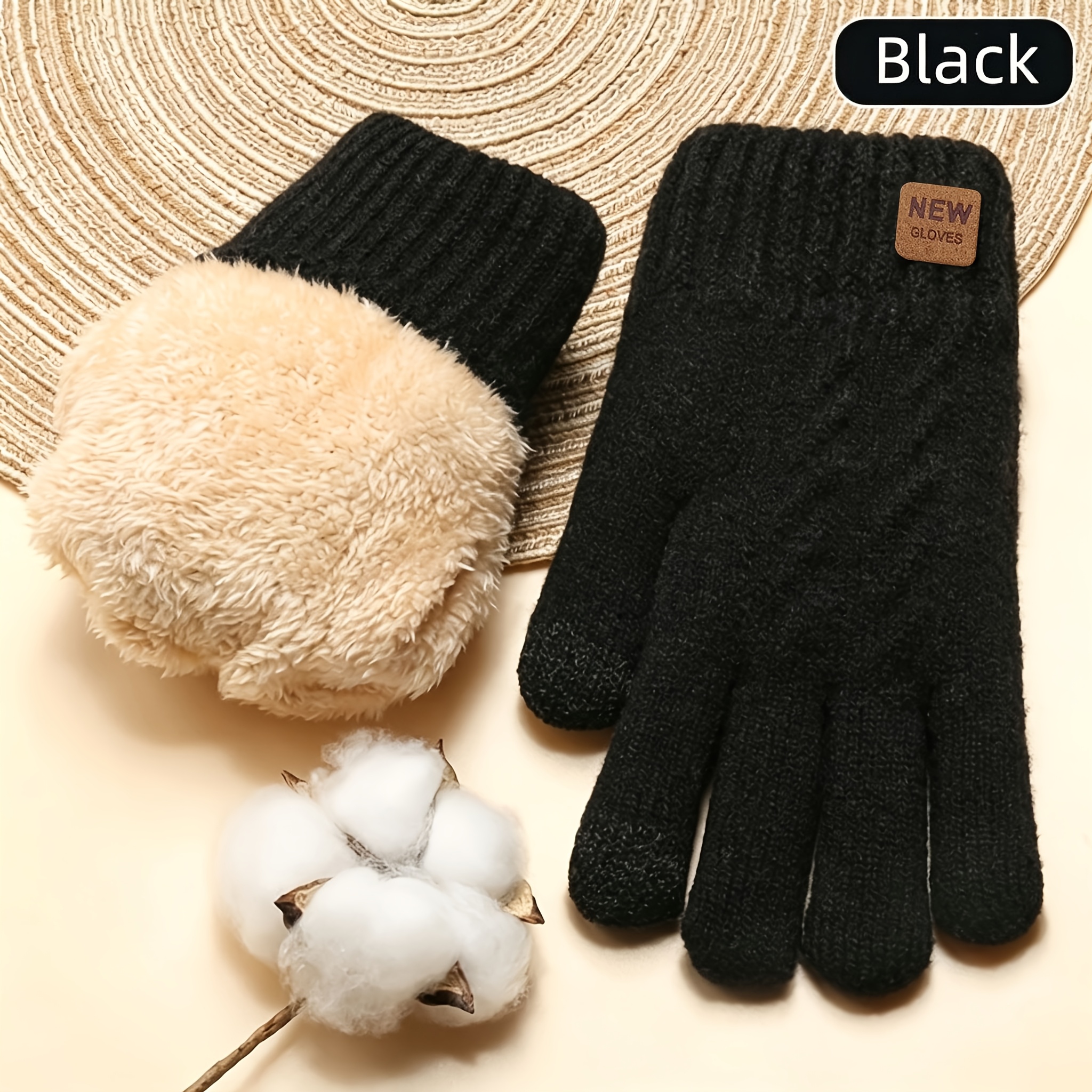 TEMU Une paire de gants d'hiver confortables, épais, doublés de peluche, avec fonctionnalité écran tactile, idéaux pour hommes et femmes, parfaits