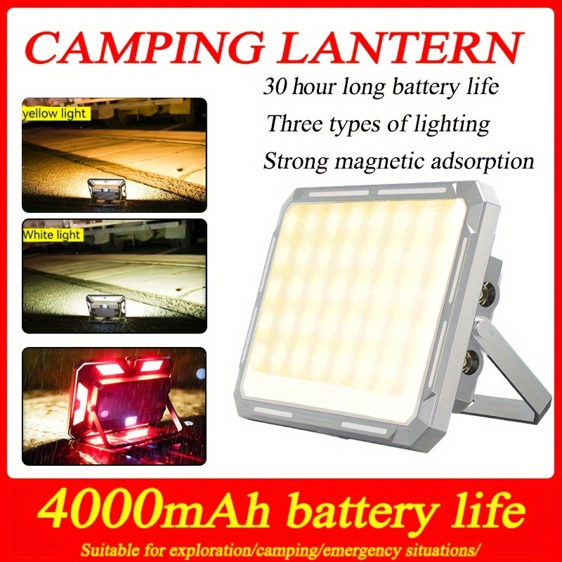 

4000mah Led Camping Light, Usb Rechargeable Tent Lantern With Magnet, Portable Strong Light Emergency Lamp, Outdoor Repair Lighting