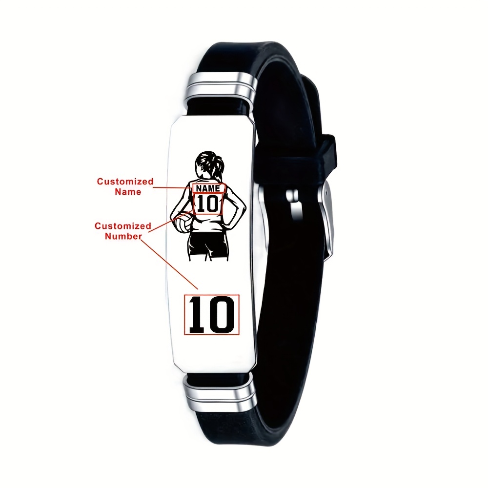 TEMU Bracciale personalizzato in acciaio inossidabile 202 con pallavolo, un regalo unico per gli appassionati di sport, da regalare a parenti pi羅 ,
