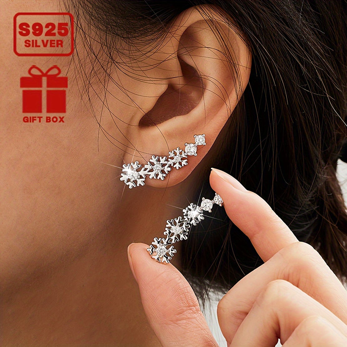 

2pcs Vana Women' Ear And Ear , 925 , Christmas Synthetic Zirconia, & , Box Included, For & Parties