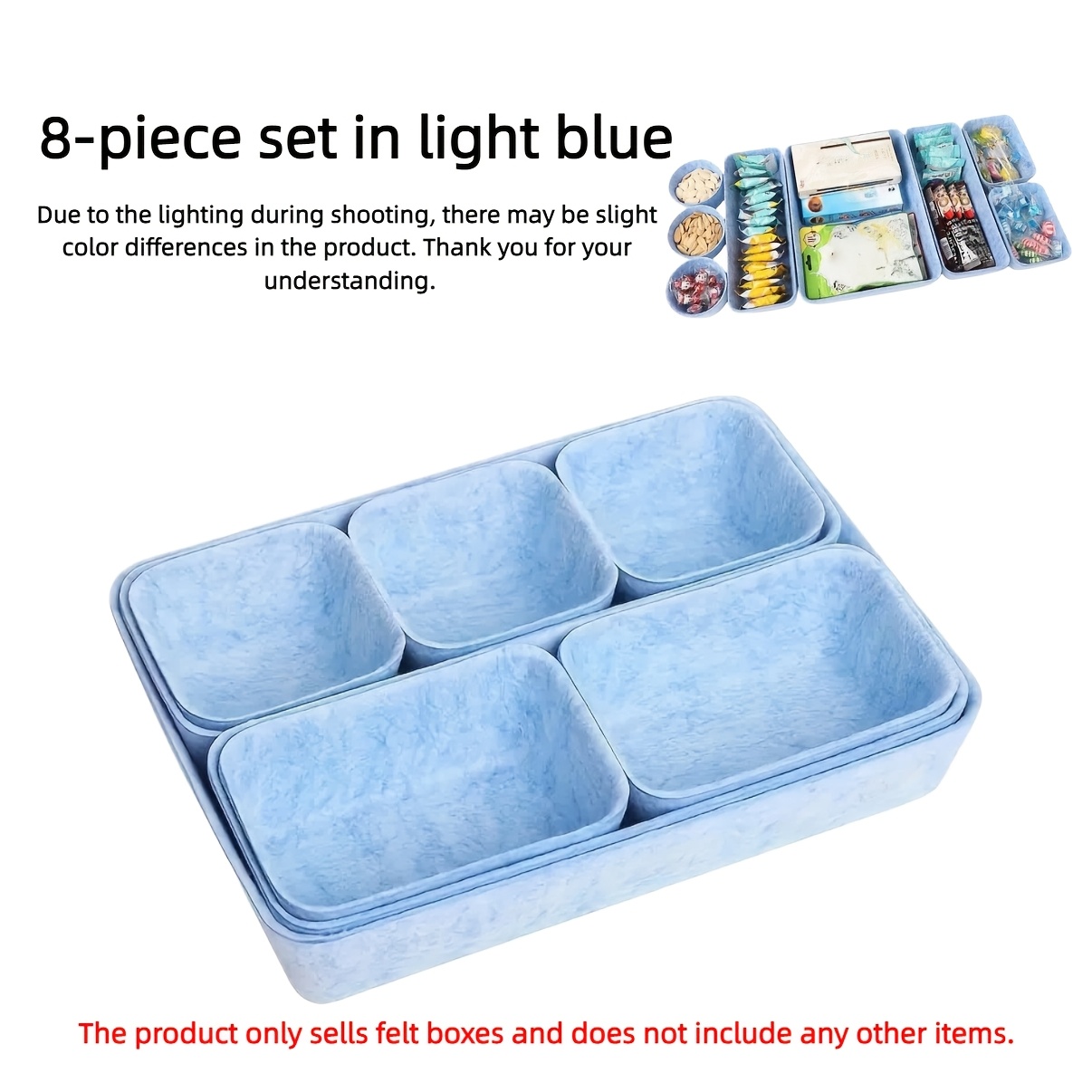 Drawer Felt Storage Box - 8pcs Set Of Felt Desktop And Makeup Drawer Storage Box, Soft Storage Box For Office, Living Room, Bedroom And Dressing Table