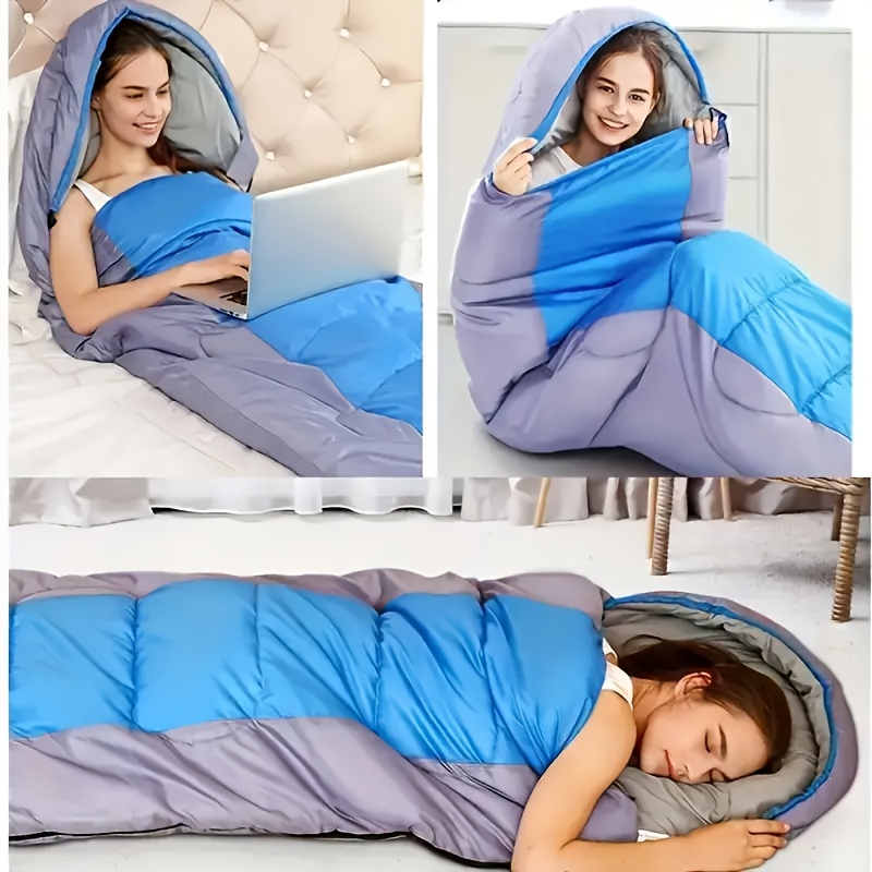 Ultra-Warm Winter Sleeping Bag with Hood, Synthetic Insulation, Microfiber Fabric, Includes Eye Mask & Earplugs, Ideal for Outdoor Camping, Camping Accessories