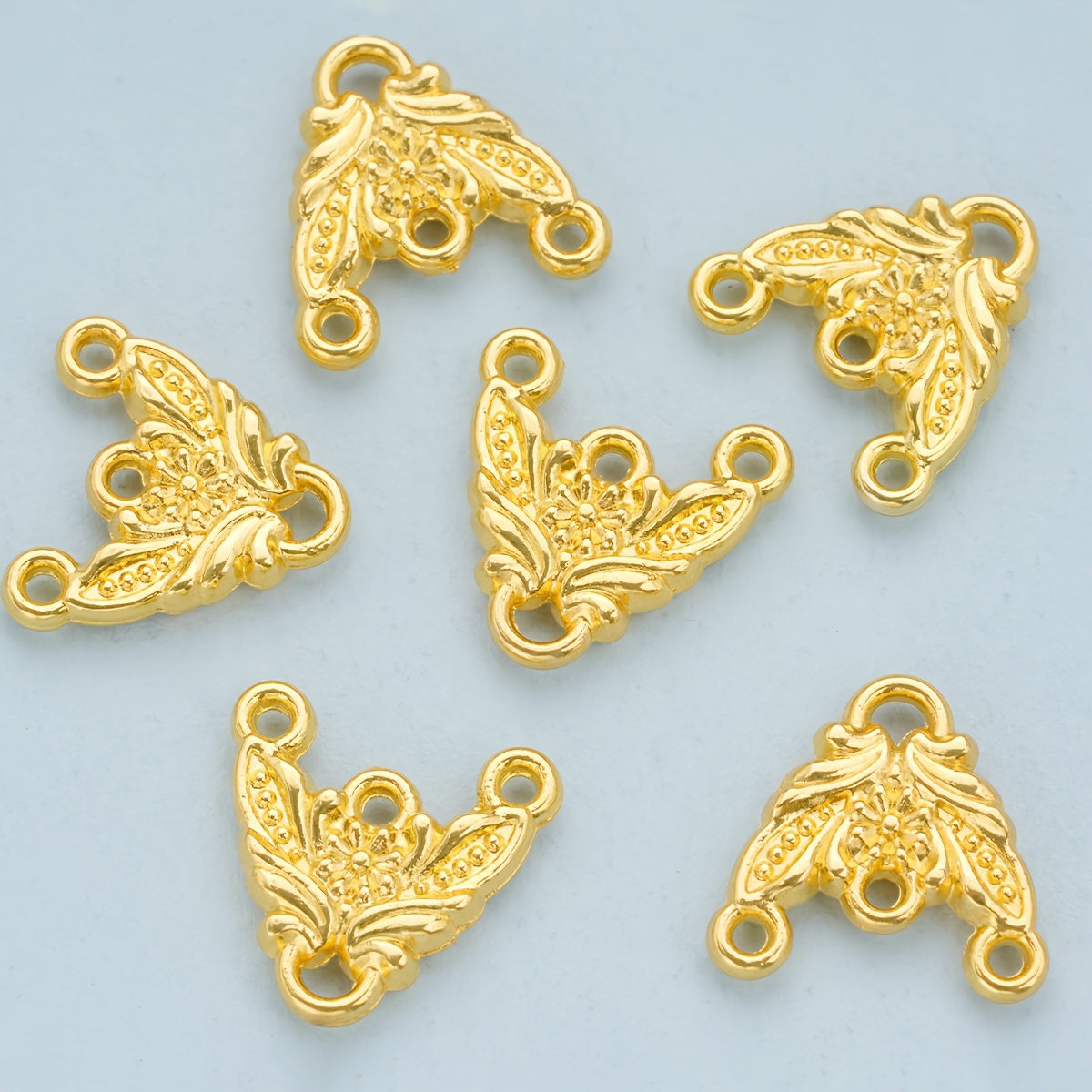 30pcs Multi-Hole Pattern Zinc Alloy 3D Texture Connectors for DIY Jewelry