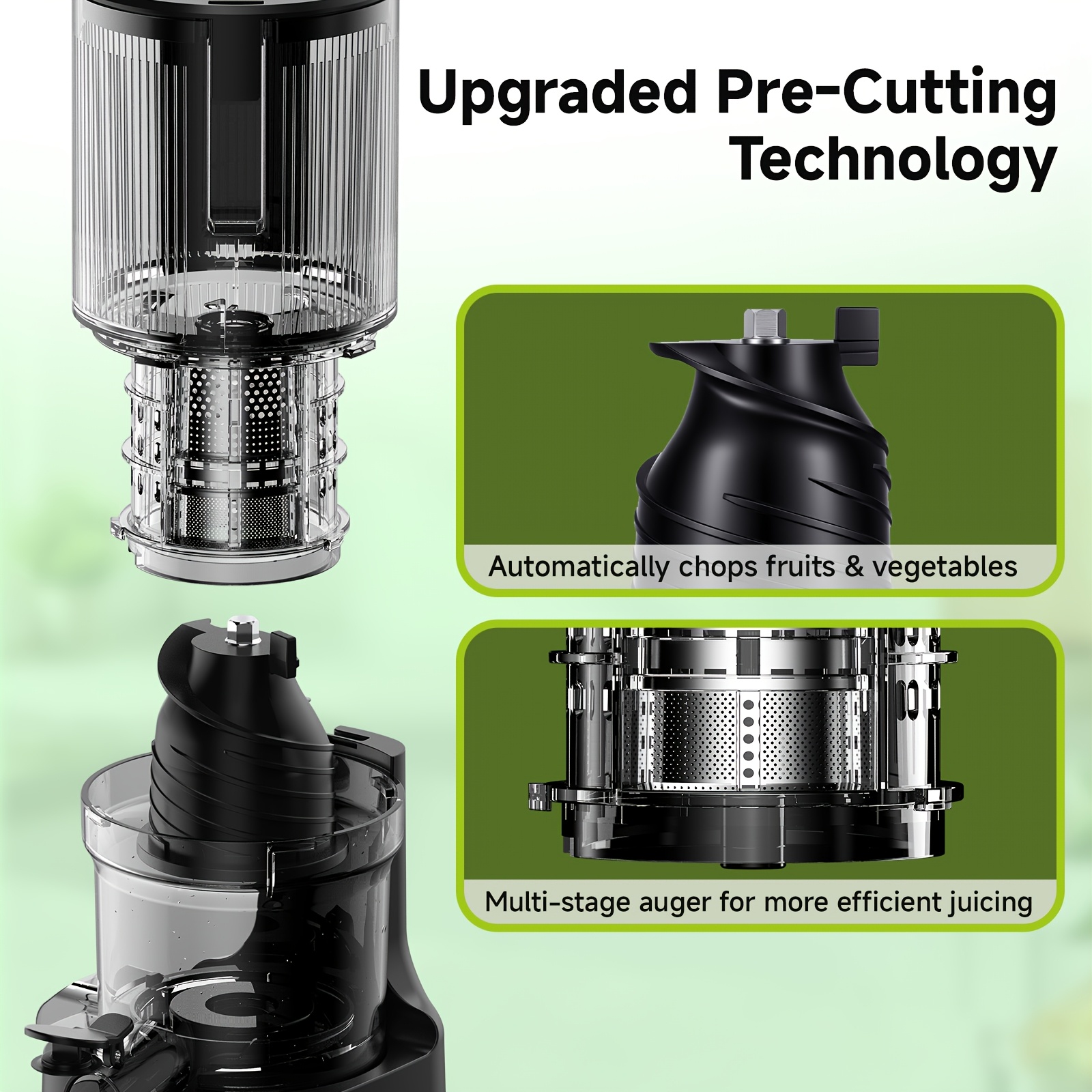 AMZCHEF Slow Juicer with Extra-Wide Feed Chute