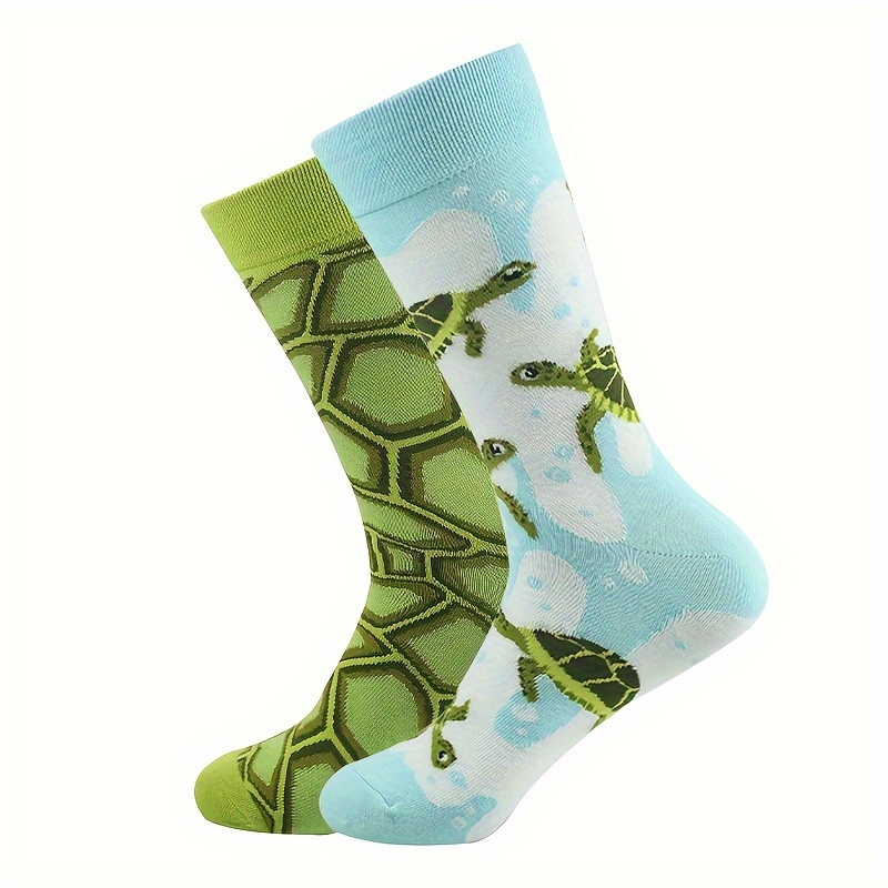 

1 Pair Of Unisex Cotton Fashion Novelty Socks, Funny Turtle Patterned Men Women Gift Socks, For Outdoor Wearing & All Seasons Wearing