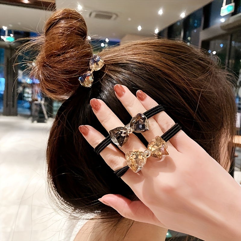 

Elegant Polyresin Hair Ring With Butterfly Knot - High Aesthetic Simple Bun Ponytail Holder Hair Tie For Girls And Women 14+, Solid Color Single Piece Hair Accessory