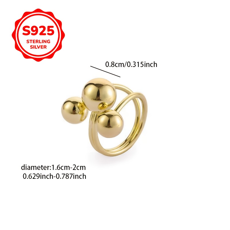 925 Silver Adjustable Planet Round Ball Opening Ring, Creative Design