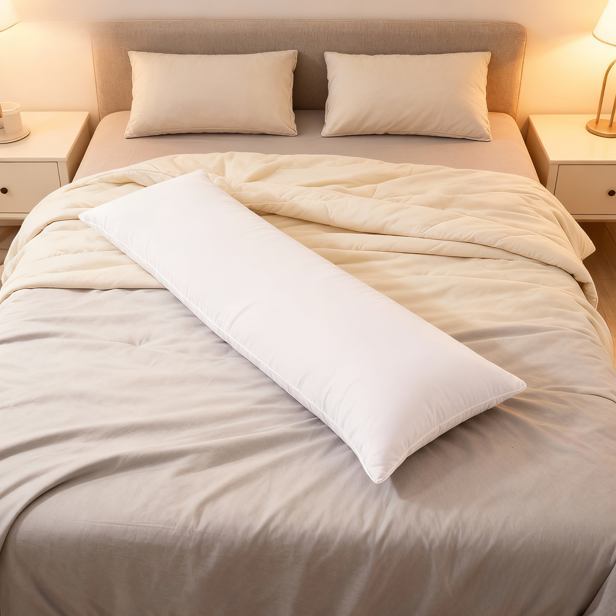 TEMU 1pc 137cm/54inch Extended , Advanced Soft Extended Quilted Pillow Core, Body Pillow Back And Abdominal Side Sleep Pillow, Large Quilted High ,