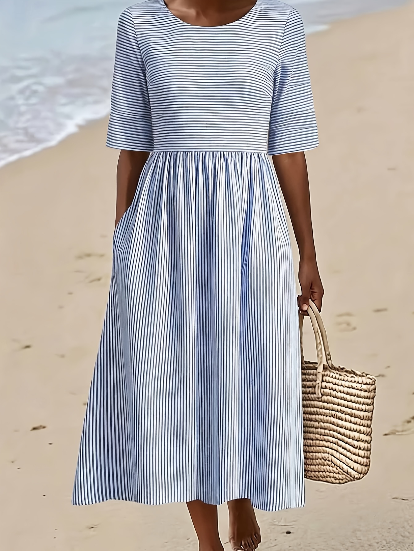 satin midi dress with short sleeves Margaret Satin Midi Dress in Navy