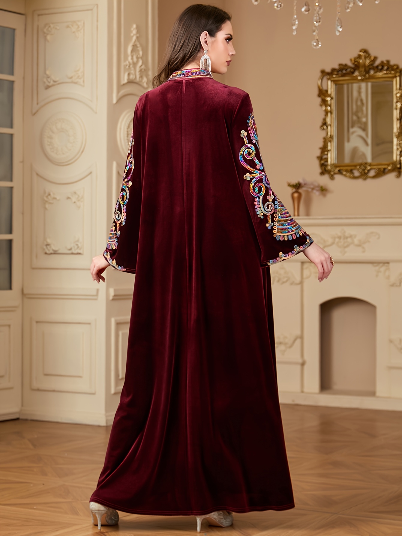 chinese dress ladies MH70 Corduroy Winter Maxi Abaya