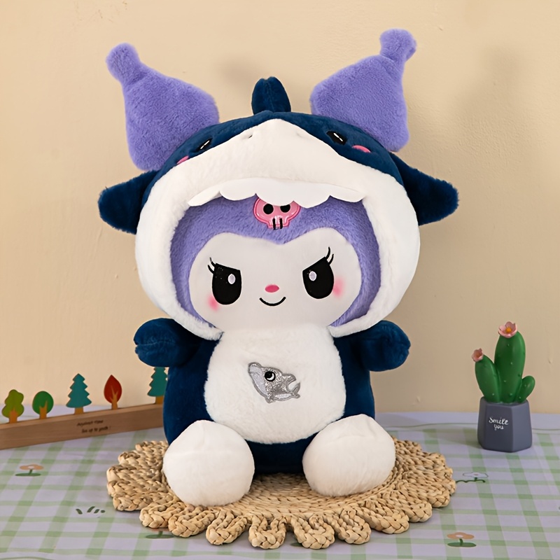 Image of Kuromi My Melody Plush Toy, 13.78" Shark Stuffed Animal, Soft Cozy Plushie, Hugging Buddy Gift For Girls Boys