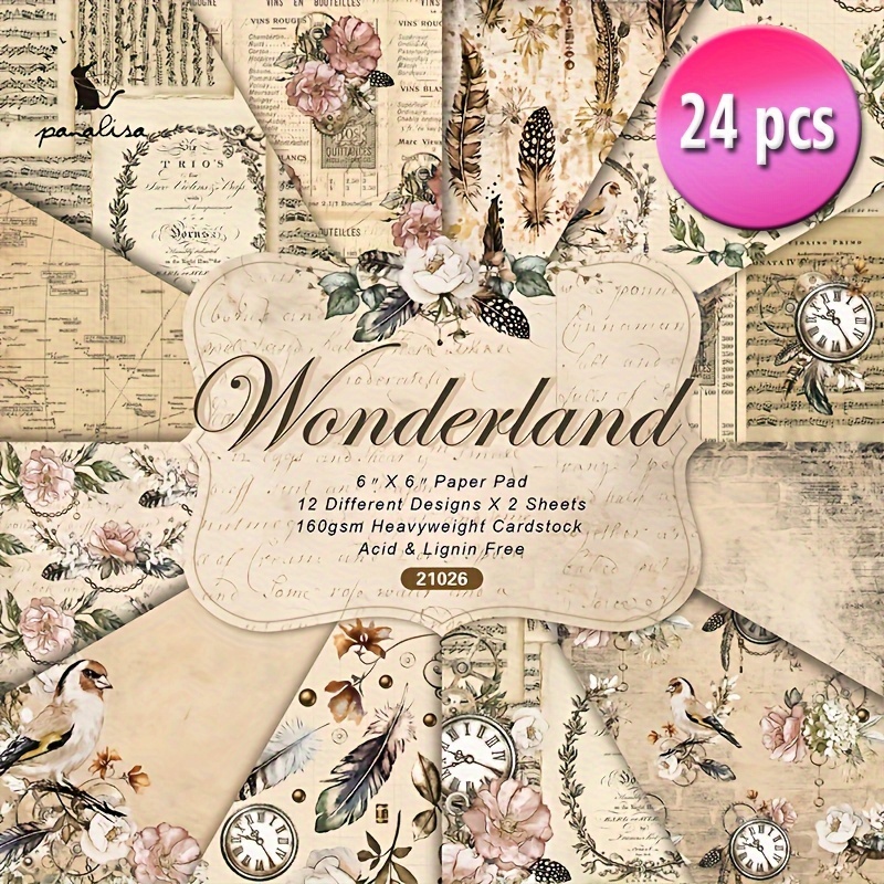 

24-piece 6x6" Wonderland Fantasy Scrapbook Paper | Single-sided Aesthetic Decoupage Pad For Diy Crafts, Journaling & Gift Wrapping | Panalisa Brand