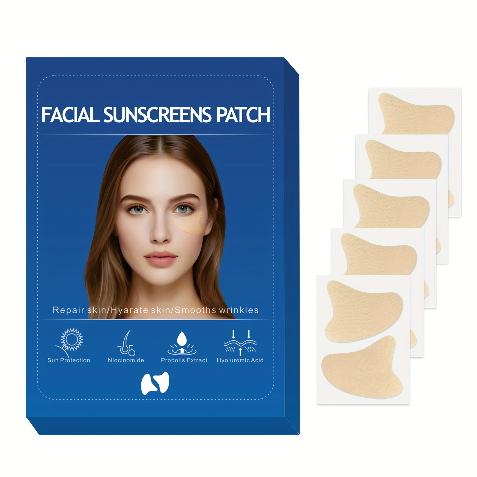 TEMU 10pcs Reusable Silicone Sunscreen Patches For Eyes & - Uv Stickers, Nude