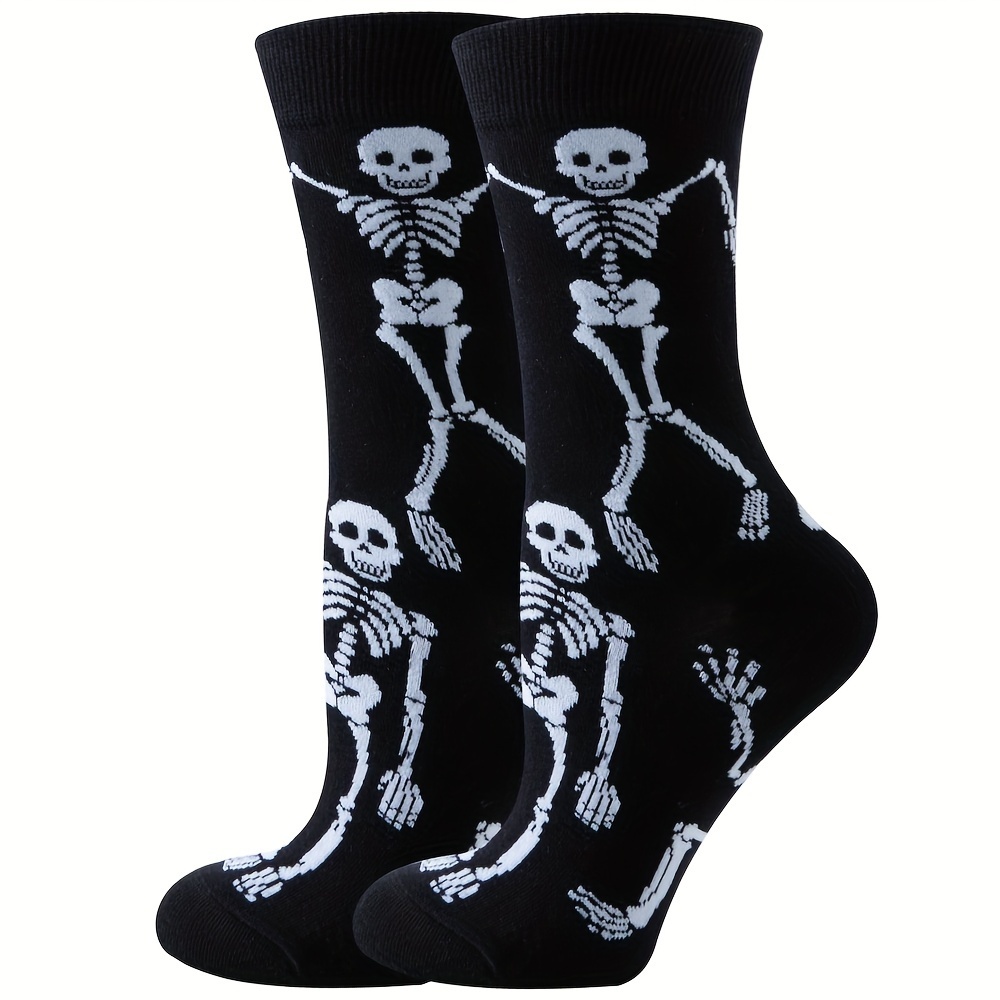 Men'-dimensional Pattern Mid-calf Socks Skull Halloween Mid-calf Socks
