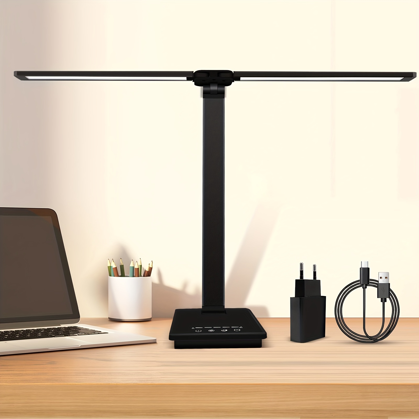 

Adjustable Foldable Desk Lamp For Home Office - Double Swing Arm Bright Led Desk Light, Eye-caring Architect Task Lamp, Touch Control Desktop Lamp Dimmable Table Desk Light For Work/study/craft