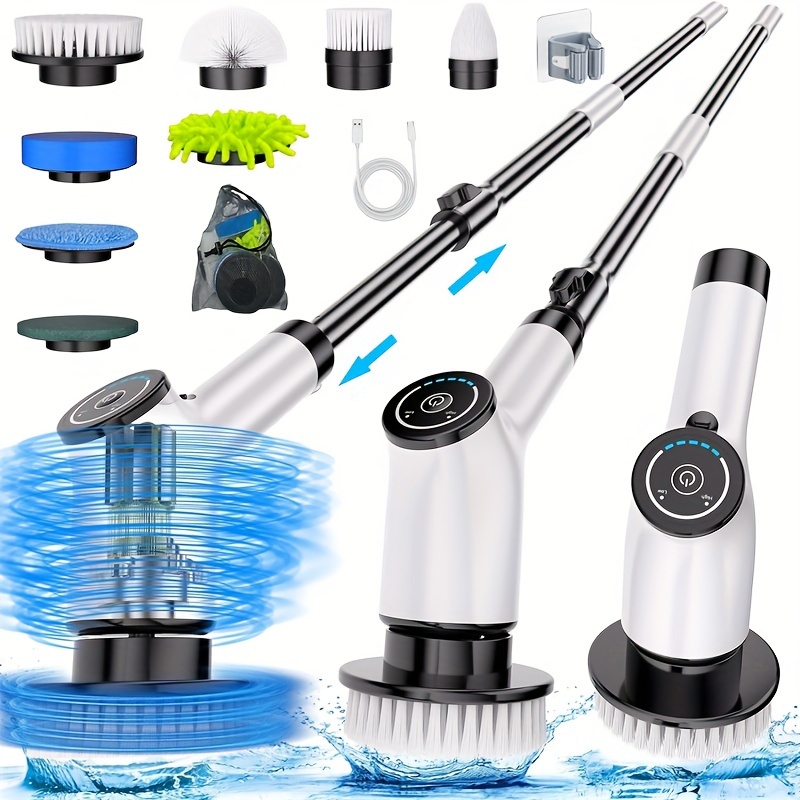 

Electric Spin Scrubber, Cordless Cleaning Brush With 8 Replaceable Brush Heads And Adjustable Extension Handle, Power Scrubber Shower Scrubber For Tub, Tile, Floor, Bathroom, Kitchen, Car