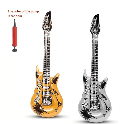 2pcs guitar air pump color random reusable pvc inflatable guitar props pvc inflatable guitar props outdoor picnic party photo party props party atmosphere props picnic photo artifact