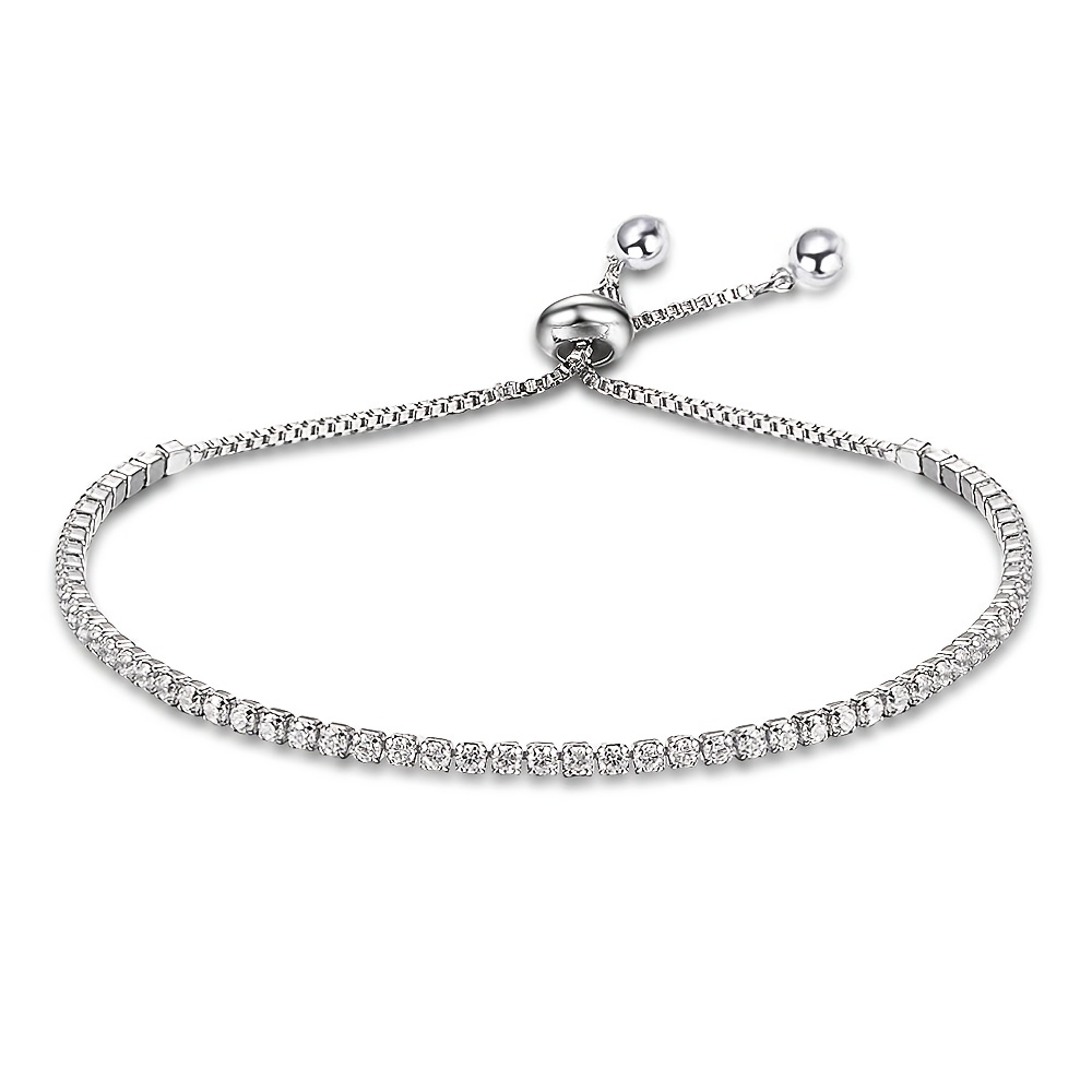 TEMU 1pc Adjustable Chain Bracelets For Ladies, Sparkling Inlaid Synthetic Cubic Zirconia Hand Ornaments, Delicate Elegant Jewelry Gift For