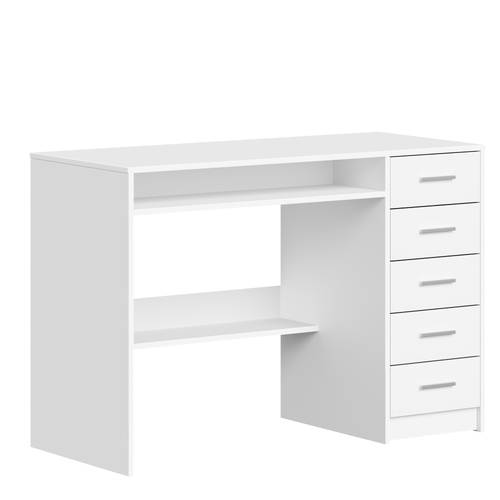5 drawer computer desk minimalist table 108 x 50 cm suitable for study office bedroom white made of wood