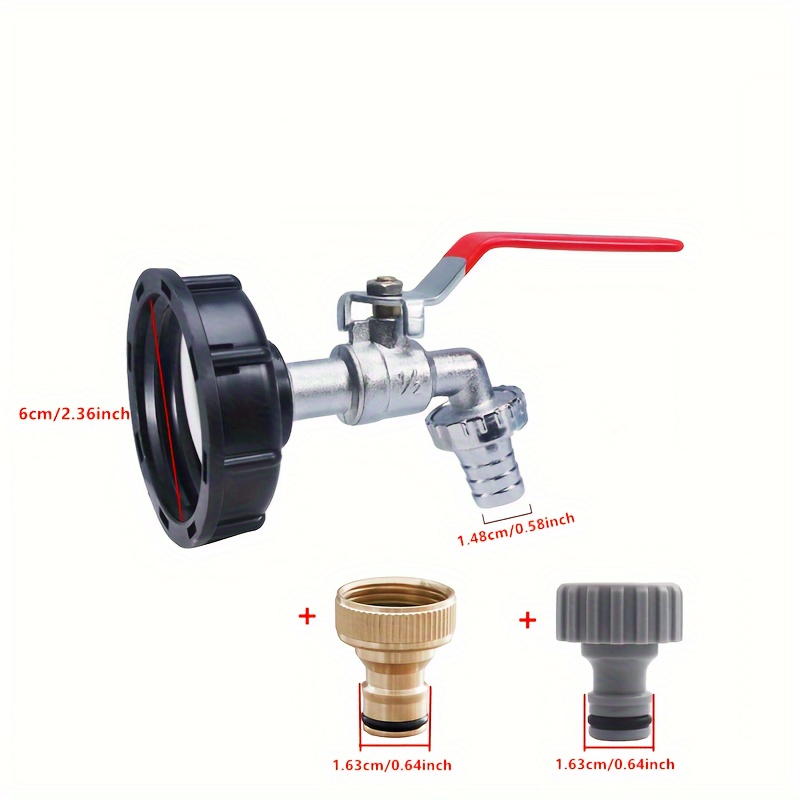 Image of 1/2" Ibc Tank Outlet Valve Adapter With Conversion Cap And Hose Connector For Garden And Lawn Garden Watering Care Accessories