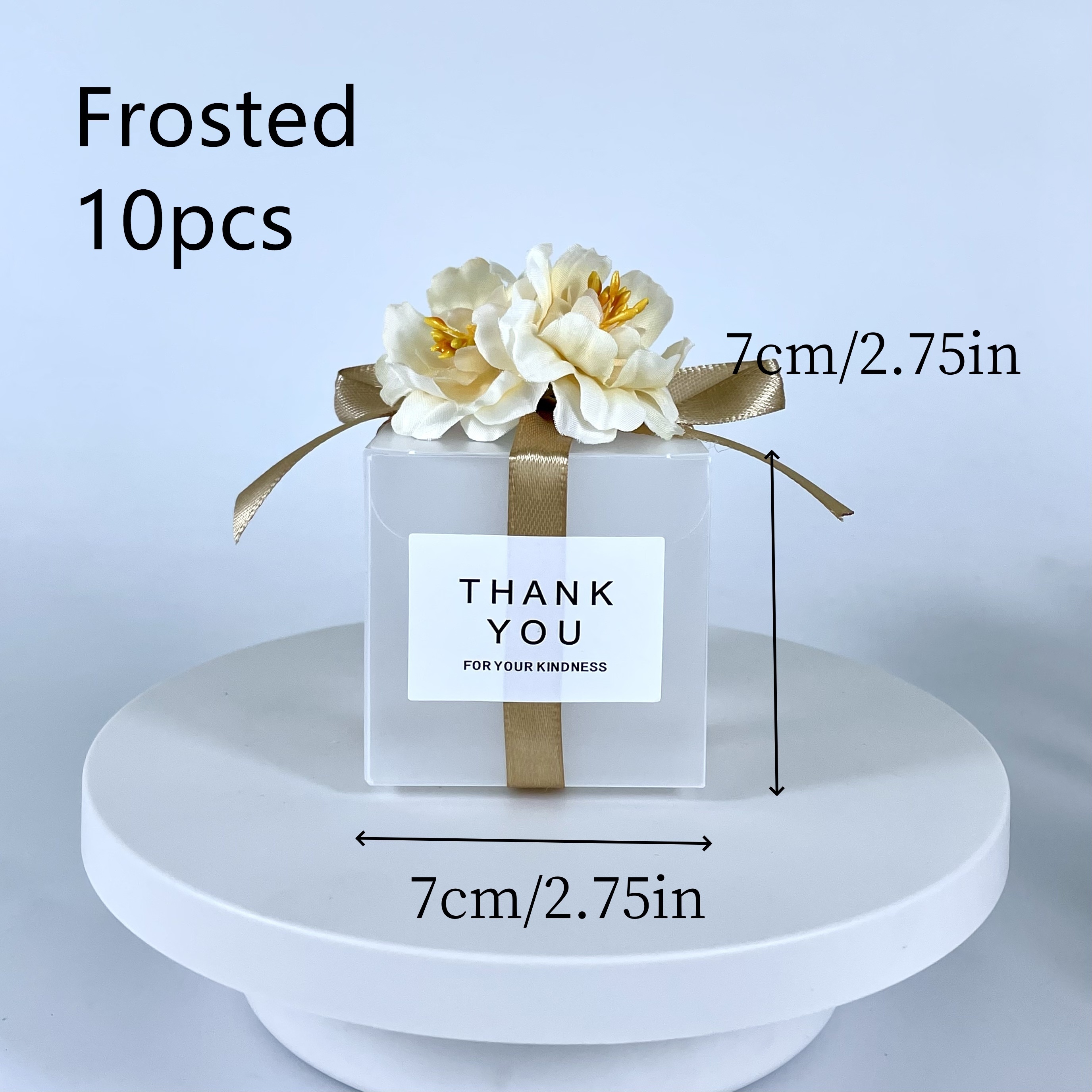 TEMU Gift For Her/him 10pcs Transparent/frosted Elegant Pvc Boxes Wedding Theme With Simulated Flowers "thank You" Stickers Thanksgiving Party Gifts