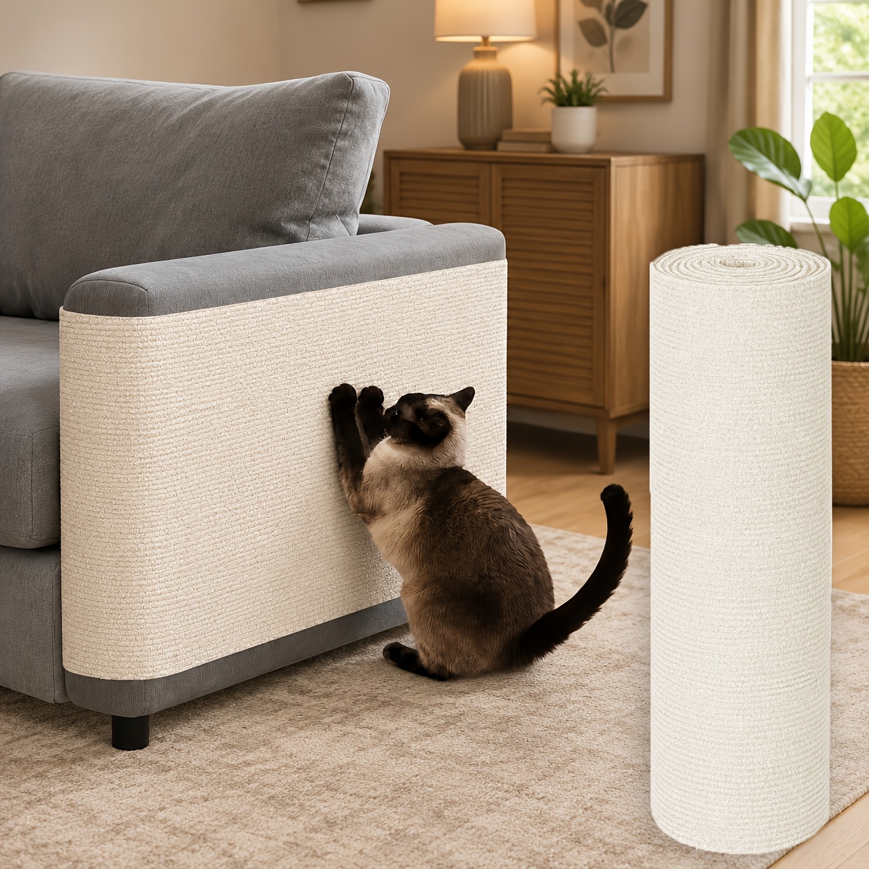 TEMU Cut-to-size Self-adhesive Cat Scratch Pad 40.01x300.01/200.01/100.01cm, Protecting Furniture From Scratches. Anti-cat Claw Furniture Protector,