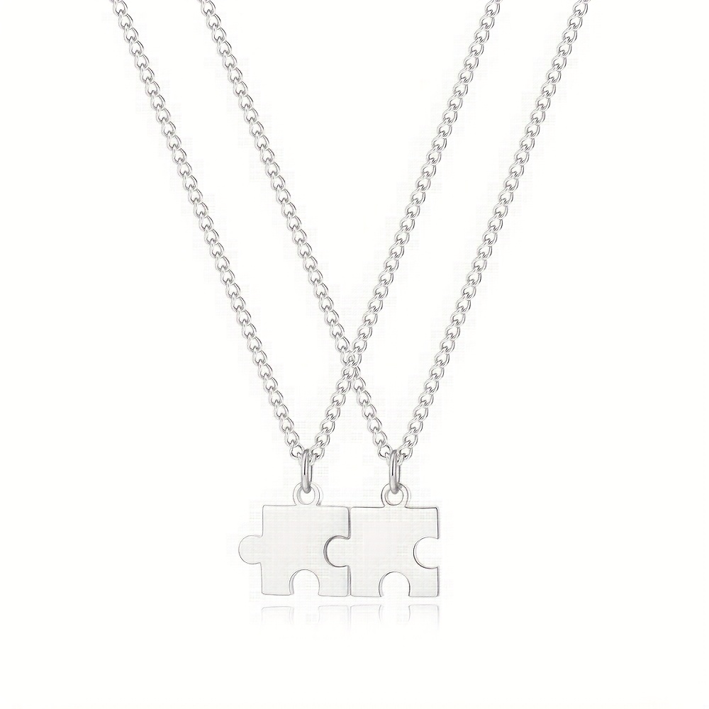 TEMU Valentine's Day Pendant Necklace Set For And - Elegant And Minimalist Geometric Titanium Steel Jewelry With Customizable - All-season Models For