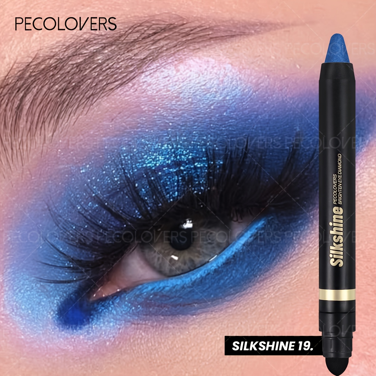 Image of 1pc Pecolovers Eyeshadow Stick - Waterproof Long-lasting Formula, Smooth Glitter Eyeshadow For Stage Makeup, Christmas Party Looks, Daily Wear - Ideal Holiday Gift For Women (blue Tones)