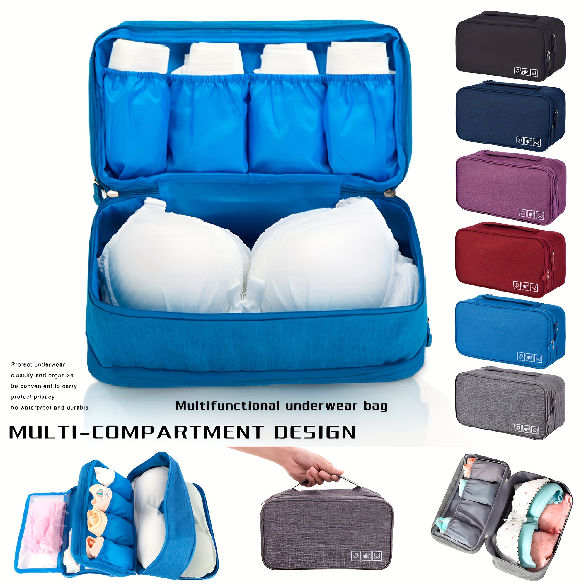 

Multifunctional Travel Underwear Storage Bag, Water Resistant Bra, Underwear, Underpants, Sock Organizer Bag, Portable Large-capacity Storage Bag