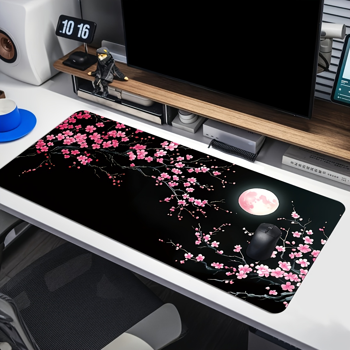 TEMU 1 Cute Pink Plum Gaming Mouse Pad And Keyboard Mat With A , Suitable For Pc Computers. This Laptop Desk Mat Features A Durable Non-slip Base And