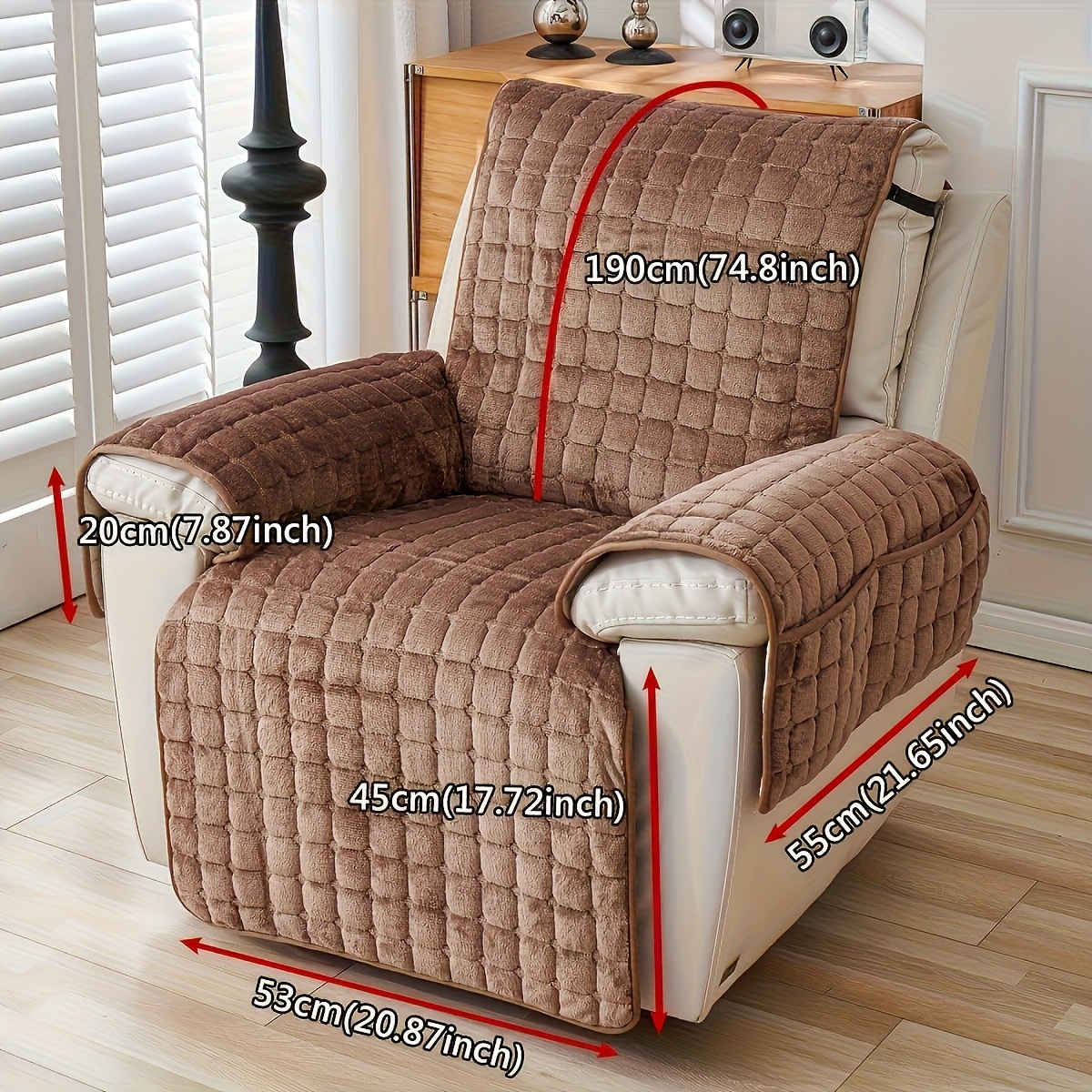 TEMU 1 de sofá individual de felpa y gruesa, estilo bohemio, diseño de cobertura total, poliéster, felpa corta, lavable a máquina, para mascotas,