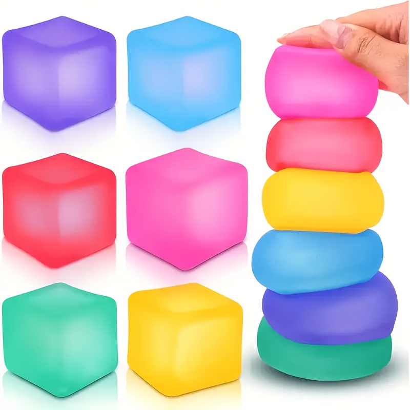 4pcs Colorful Rubber Sensory Blocks - Slow Heating, Soft & Durable for Relaxation, Party Favors, Thanksgiving, Christmas & New Year’s Gifts (Mixed Colors), Therapeutic Play | Playful Design | Slowheating Material
