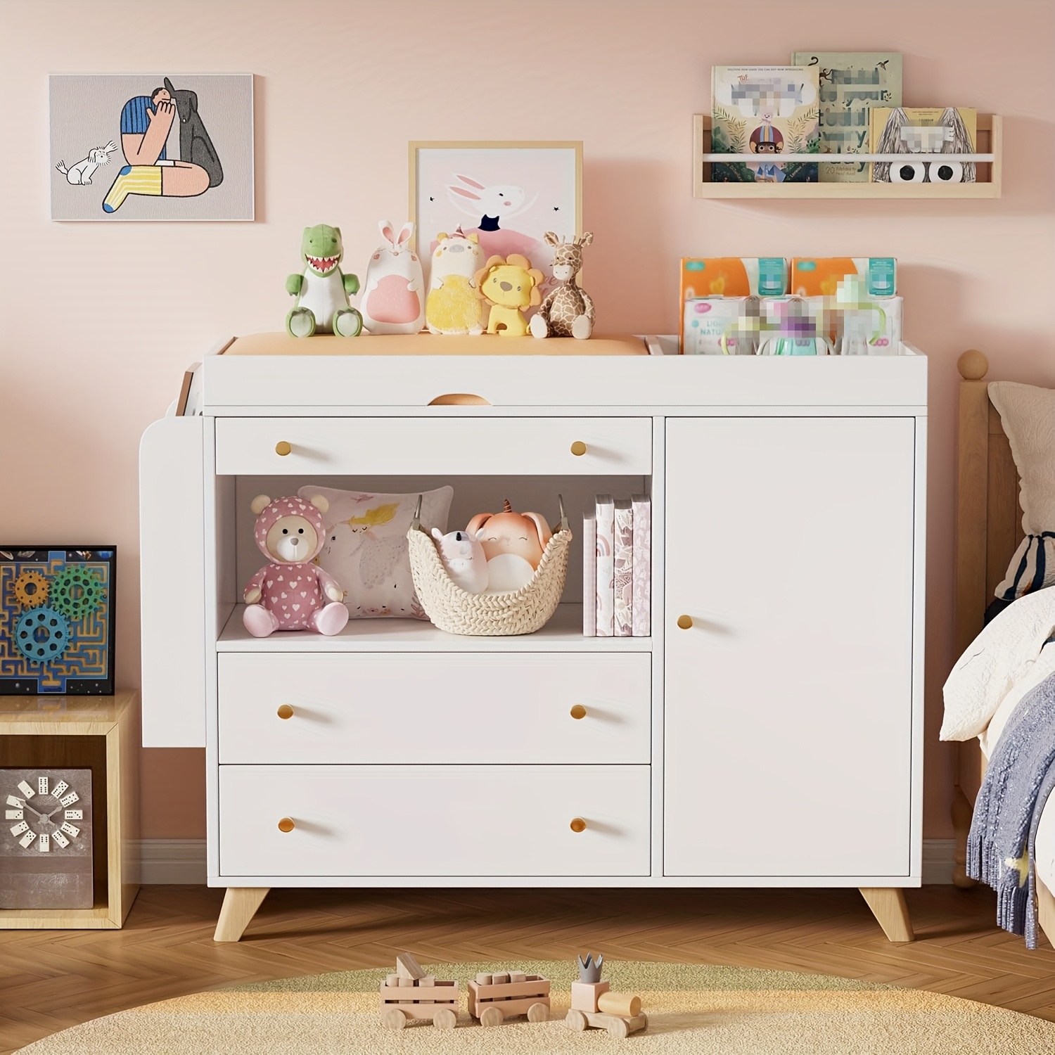 Image of Bedroom Dresser With Removable Countertop, Multi-functional Storage Cabinet, Used As A Dressing Table, Load-bearing Up To 100kg, White, Packages
