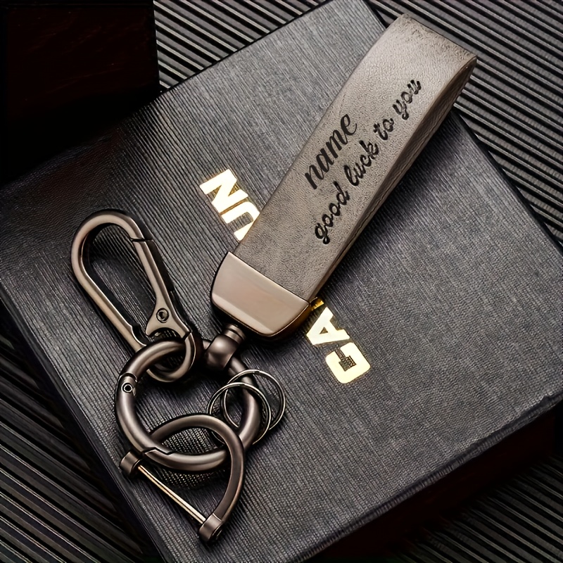 TEMU Personalized Car Keychain, High-end Pendant Cool Keyring Ring Wrist Strap Bag Keychain Accessory Fashion Vintage Pu Leather Metal Keychain Hook