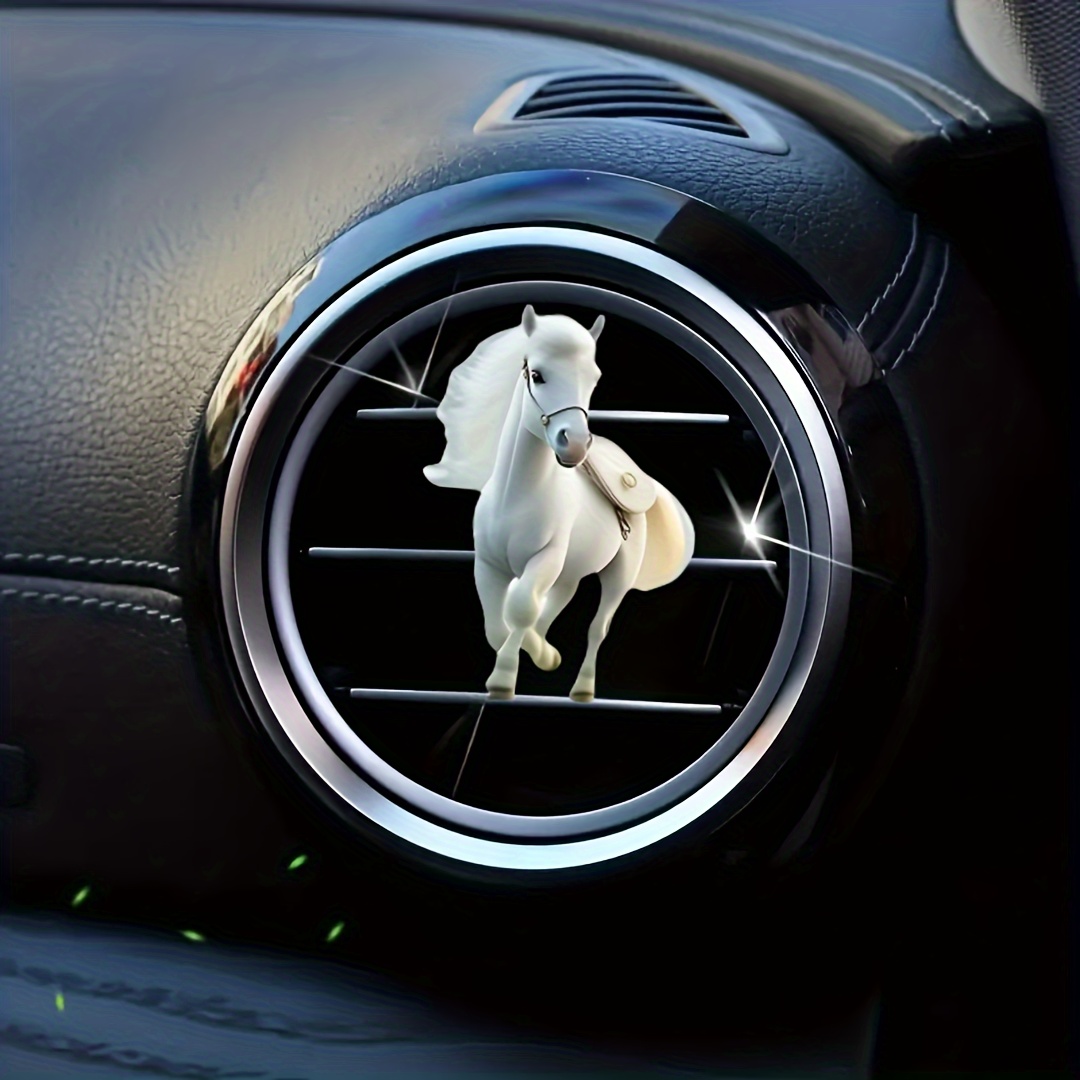 

1pc Luxury White Horse Air Vent Decoration With Scent Diffuser, Durable Fragrance For Car Interior, Car Air Freshener With Perfume Source: Balm/compressed Fragrance Stick/incense Stick