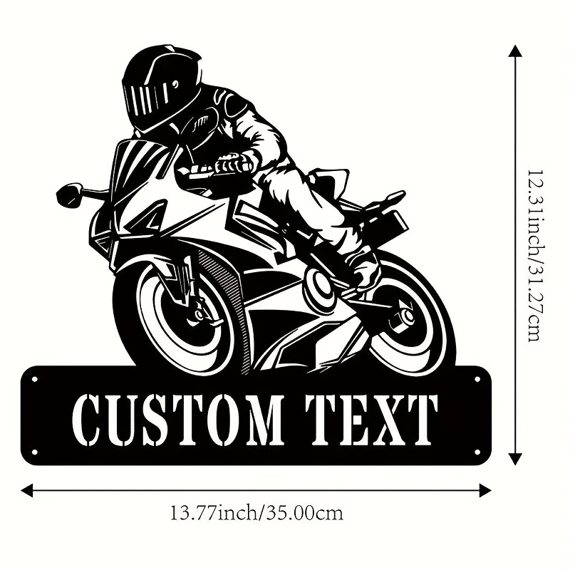 TEMU Plaque Murale en Métal pour Motard Personnalisée - Nom de Famille & Numéro de Porte, Décoration Intérieure/Extérieure, Accent Rustique , Cadeau