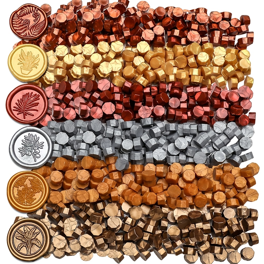 Image of 600pcs Of Golden Wax Seal Beads, Metallic Red Sealing Wax Beads For Stamping, Antique Golden Wax Bead Set With Ideal For Gift Sealing, Letter Sealing, And Envelope Sealing