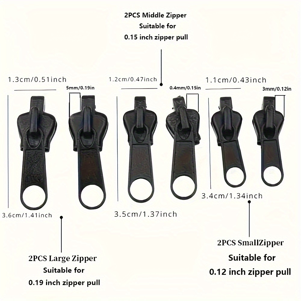 6pcs Instant Zipper Kit with Universal Design & Multiple Sizes, Replacement Zippers, Travel Accessories, Essential for Travel and Outings