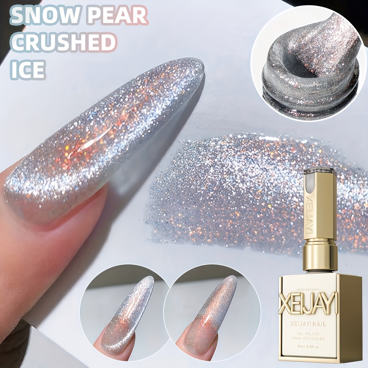 Image of Spring Nail Art 2025 Holographic Nails 15ml New Popular Reflective Magnetic Nail Gel Semi Permanent Nail Art Soaking Led Nail Salon Diy Nail Salon Gel Spring Nails